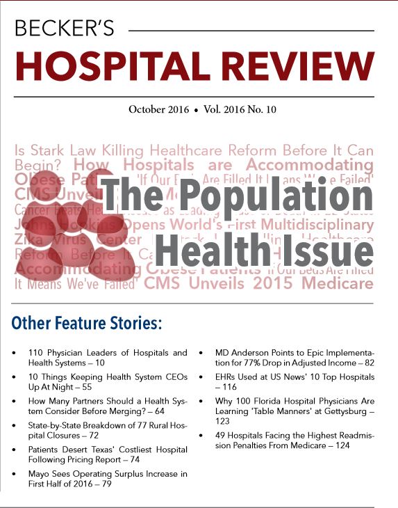 October 2016 Issue Of Becker's Hospital Review